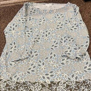 J. Jill Blue and White Leaf Print Blouse